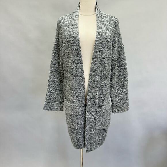 Astr The Label Jose Black & White marled boucle Long open cardigan Size Small - Picture 1 of 16